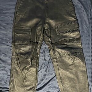 Men's Black Cow Leather Girbaud Shuttle Pants